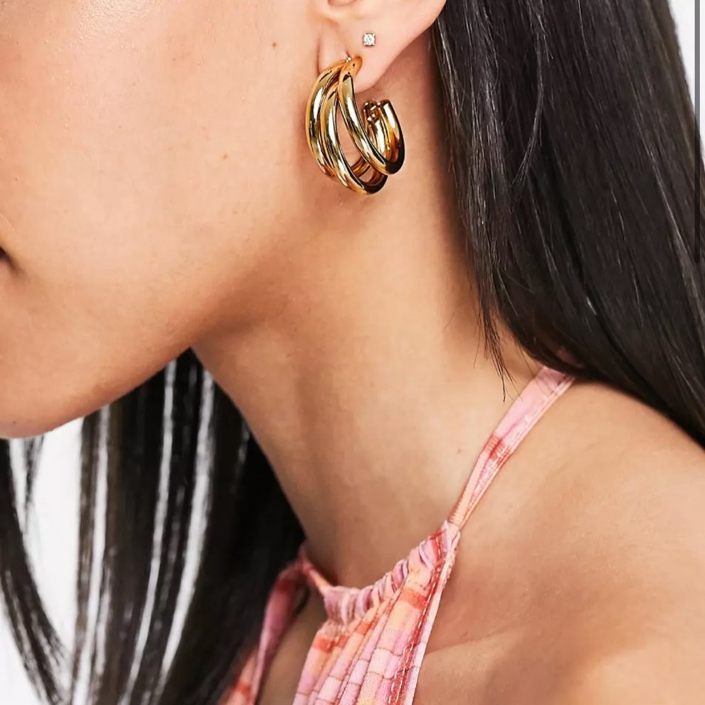 Anthropologie Gold Twisted Hoop Earrings